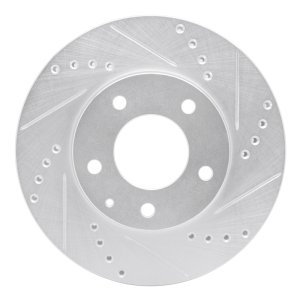 Mazda Millenia Brake Rotor (1) - Front Right - R1 Concepts - Drilled & Slotted - Silver - `95-`06